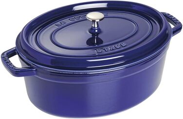 Чавунна жаровня/кокот STAUB, овальна 6,7 л, (31 см, темно-синя)