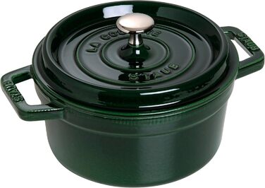 Чавунна каструля/кокотниця STAUB, кругла, 8,35 л, функція Ароматичний дощ для оптимального зволоження, для всіх типів варильних поверхонь, включаючи індукційну та духовку, (базилік/зелений, 22 см)