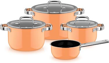 Набір каструль зі скляними кришками, 4 предмети, помаранчевий Fusiontec Mineral Pro WMF